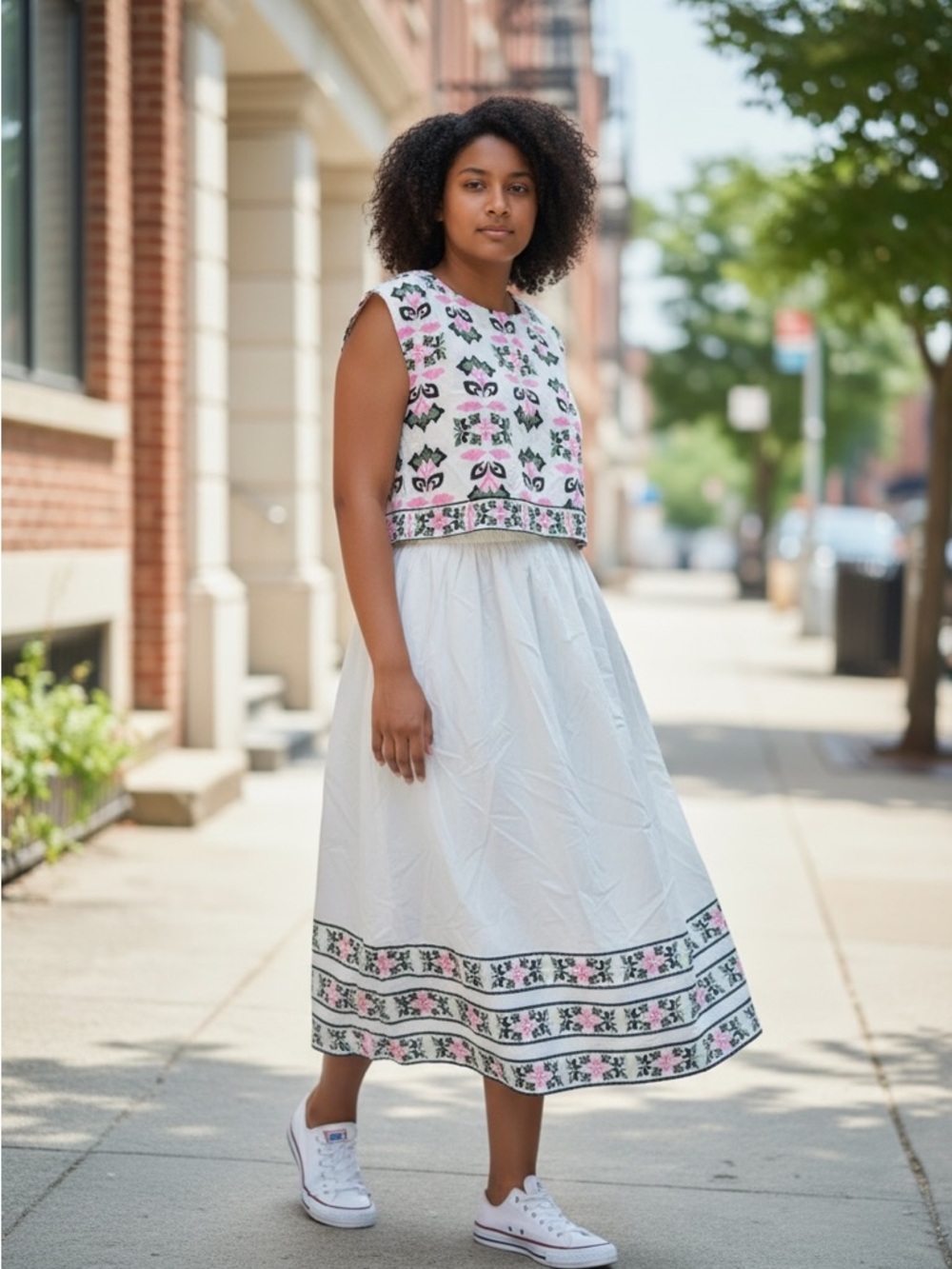 BEYOND by Vera Printed Crop Top | Pink & Green | NWT | XL